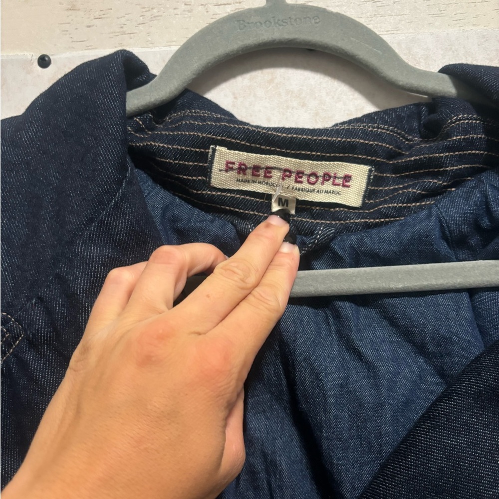 NWOT Free People Denim Car Coat - Rinse Wash - Picture 6 of 7
